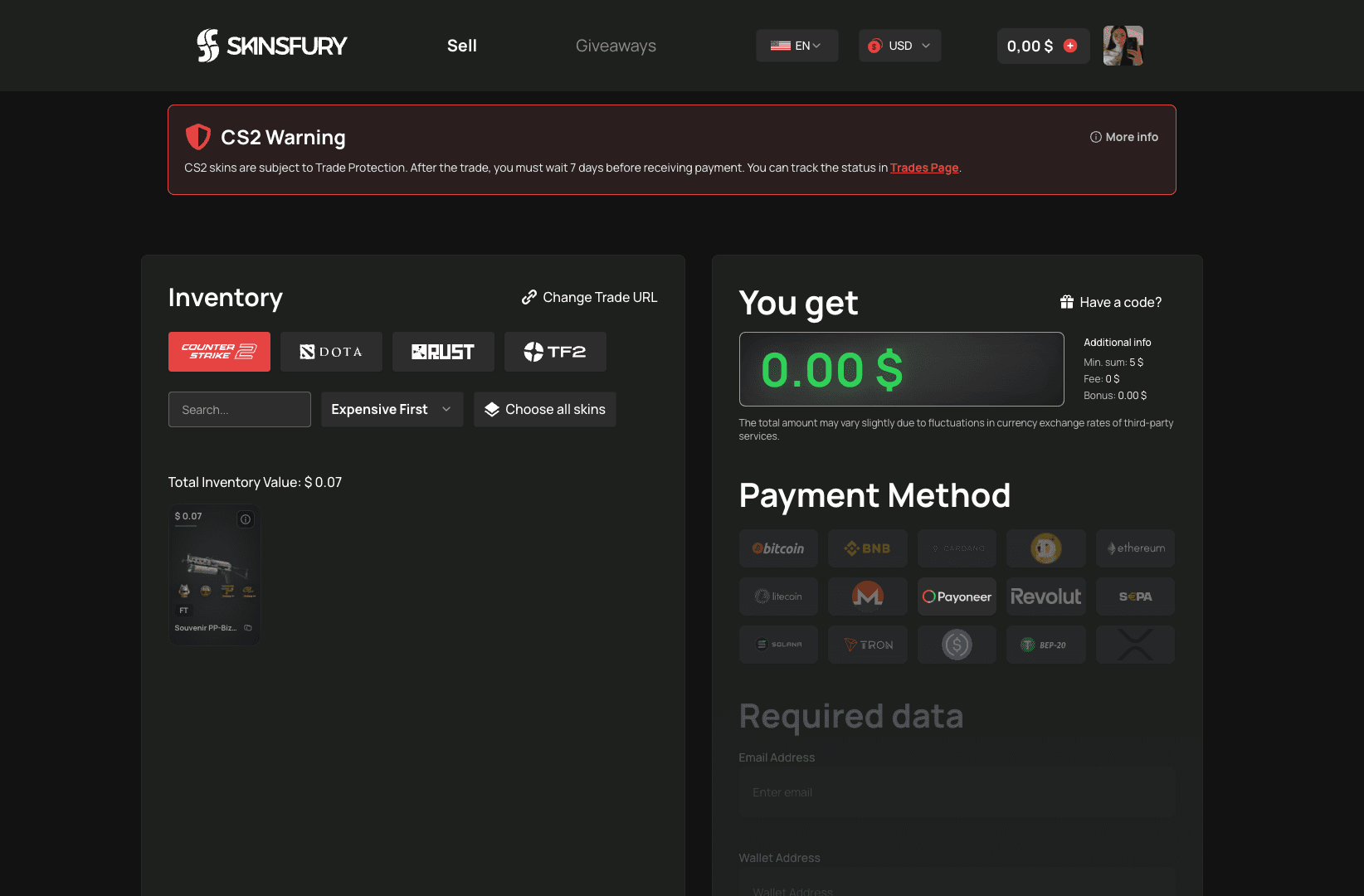 Steam Skin Trading Platform screenshot 1