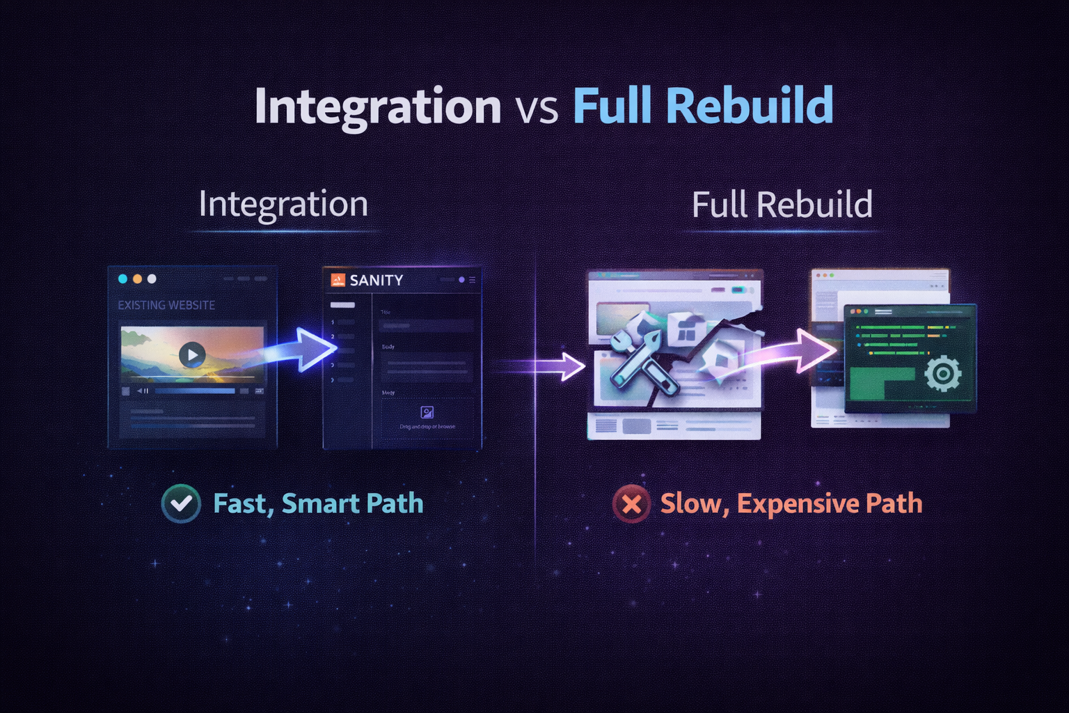 Existing site + Sanity integration workflow diagram