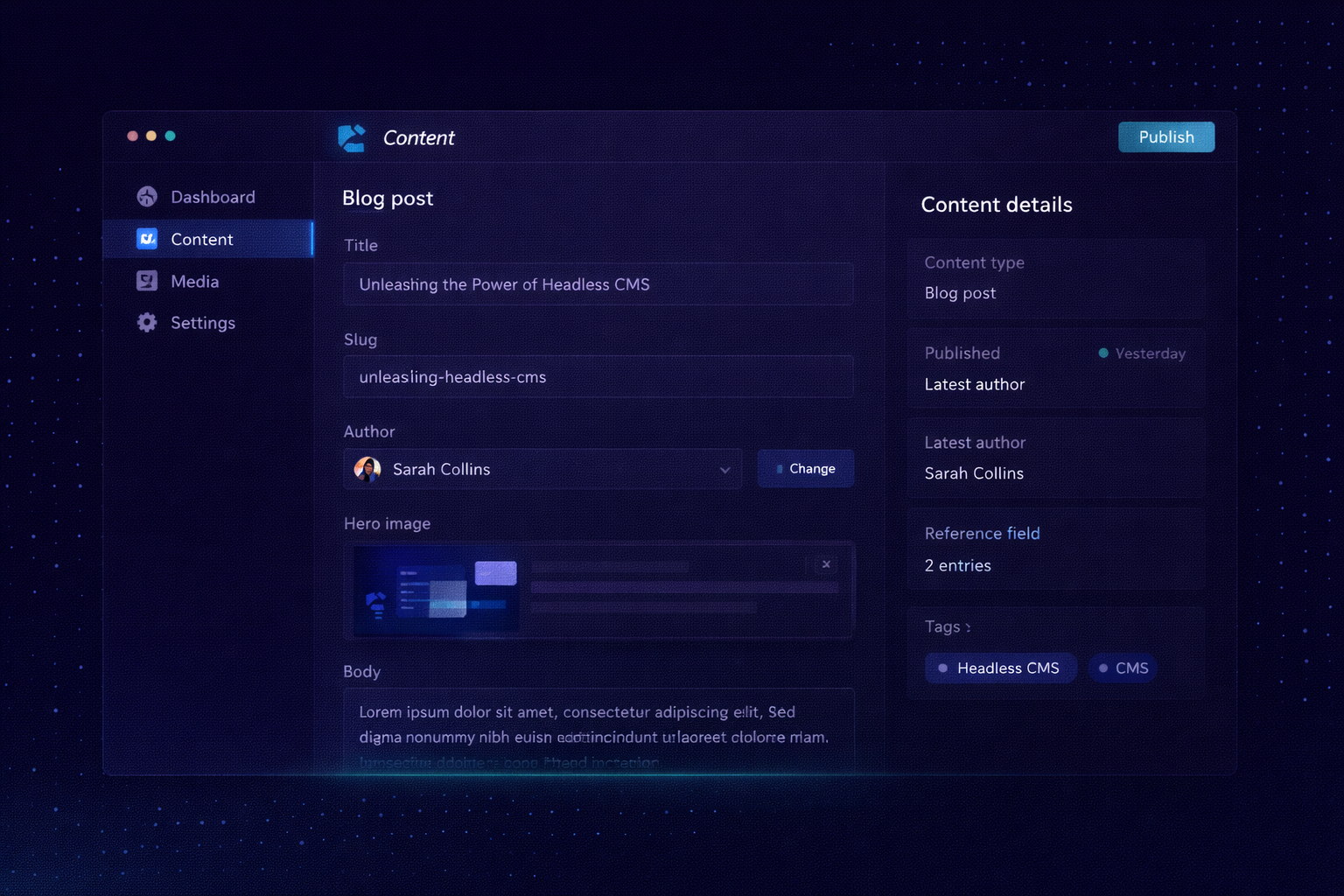 Contentful Dashboard UI